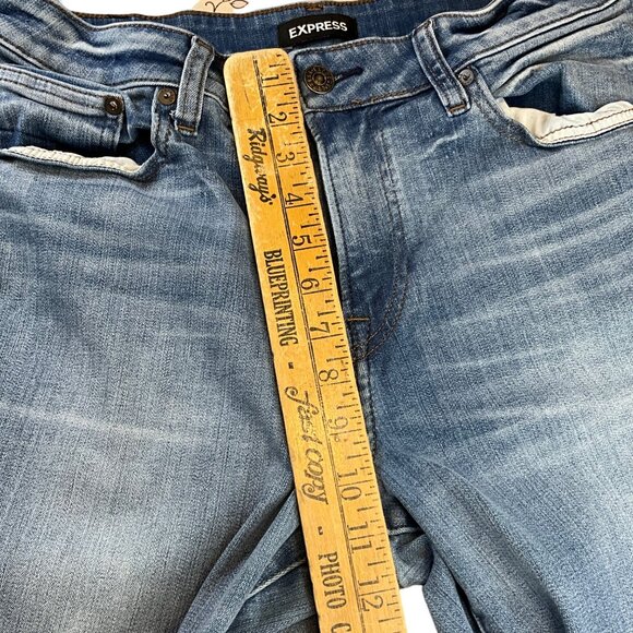 Express jeans men's 33x34 skinny‎ high rise medium wash - Picture 6 of 8
